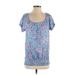 INC International Concepts Short Sleeve T-Shirt: Blue Batik Tops - Women's Size Small