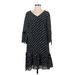 Lafayette 148 New York Casual Dress - DropWaist V-Neck 3/4 sleeves: Black Dresses - Women's Size Small