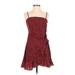 Polly Casual Dress - A-Line Square Sleeveless: Red Print Dresses - Women's Size 6