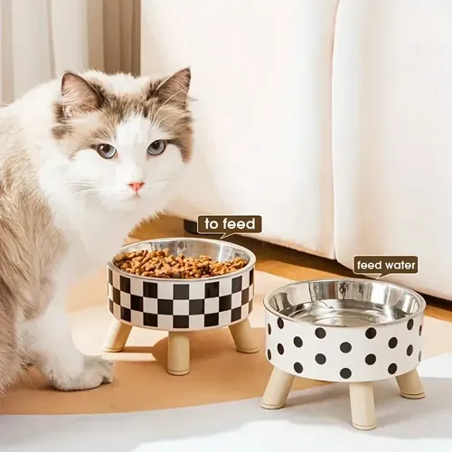 Erhöhte Katzen Feeder Schüssel Anti-Ersticken angehoben Katzenfutter Wasserschale mit Stand Haustier