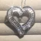 Luxury 925 Silver Heart Pendant Chain Necklace Women Sparkling Princess-cut Topaz Simulated Diamond