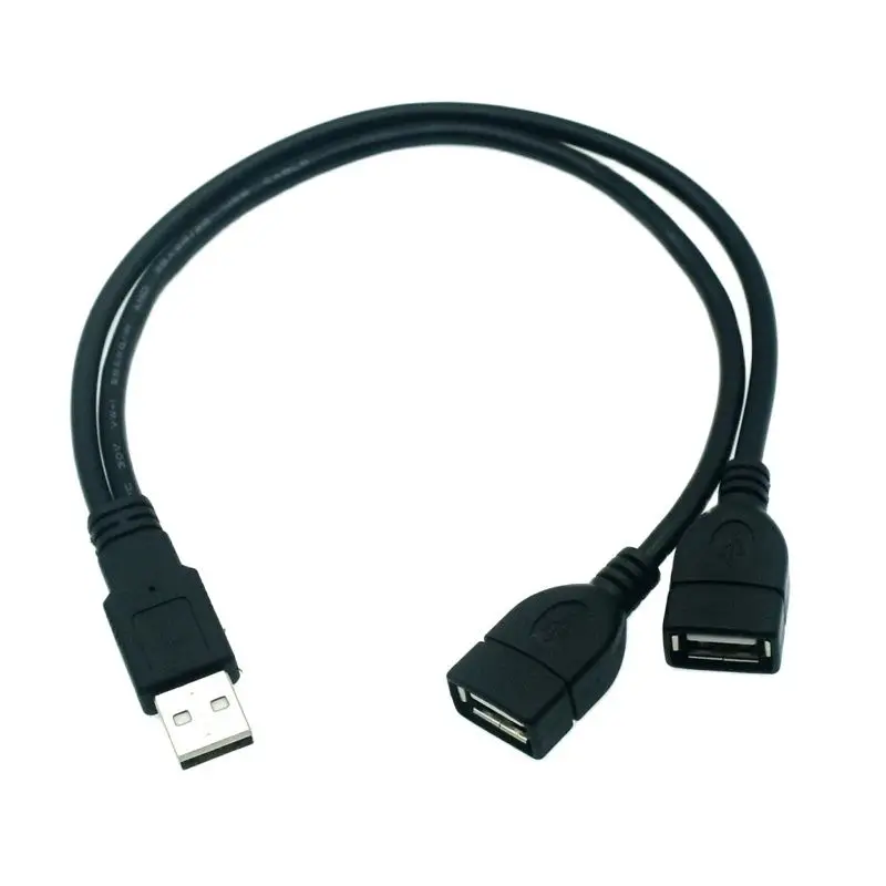 1PC 30CM USB 2,0 A 1 Stecker Auf 2 Dual USB Buchse Daten Hub Power Adapter Y Splitter USB lade Power Kabel Verlängerung Kabel Image