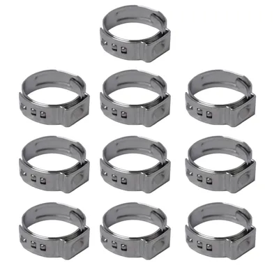 10 Pieces Stainless Steel Single Ear Hose Clamp O Clips 10 x 12.8-15.3mm