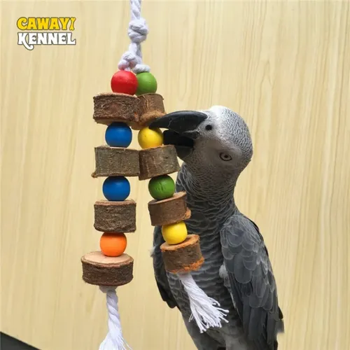 Holz Papagei Vogel Spielzeug Holz Kau spielzeug für Papagei Kauen Biss hängen Käfig Dekoration