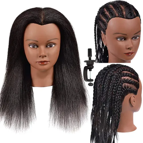 Kopfpuppe Mannequin Kopf echtes Haar für Kosmetik puppe 14 Zoll Puppen kopf Friseur Friseur