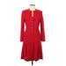 Guy Laroche Casual Dress - A-Line Crew Neck 3/4 sleeves: Red Solid Dresses - Women's Size 44