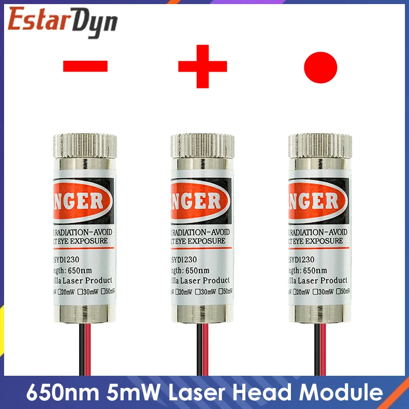 650 nm 5 mW Red Point / Line / Cross Laser Modulkopf Glaslinse Fokussierbar Industrieklasse Image