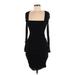 Windsor Cocktail Dress - Bodycon Square 3/4 sleeves: Black Print Dresses - New - Women's Size Medium