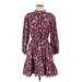 Topshop Casual Dress - Mini Mock 3/4 sleeves: Purple Print Dresses - Women's Size 8