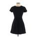 Banana Republic Casual Dress - A-Line Crew Neck Short sleeves: Black Solid Dresses - Women's Size 4 Petite