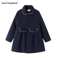 Mudkingdom Girl Peacoat Faux Wool Long Coat for Kids Dress Cost Long Sleeve Button Jacket Warm