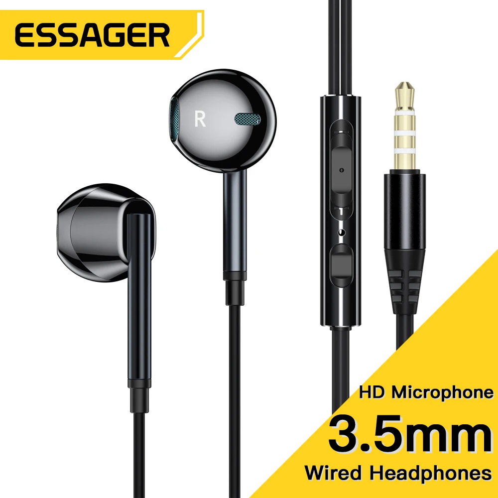 Essager Kabelgebundene Kopfhörer mit Mikrofon, 3,5 mm In-Ear-Kopfhörer für Xiaomi Redmi, Samsung, Computer, PC, Tablets, Smartphone-Headset