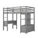 Rosefray Gray Twin Loft Bed w/ Desk, Two Drawers, & Extensive Storage Shelves - Arrives 3.24 Wood in Brown/Gray | 65 H x 43.3 W x 76 D in | Wayfair