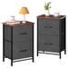 Modern Grey Nightstand Set Of 2 - Space Saving Bedside Tables w/ Fabric Drawers Wood/Metal in Gray Accentuations by Manhattan Comfort | Wayfair