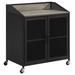 Alma Arlette Wine Cabinet w/ Wire Mesh Doors Grey Wash & Sandy Black Wood in Black/Brown | 33.5 H x 29.5 W x 18 D in | Wayfair Retsaoc 183476