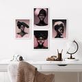 SIGNLEADER Fashionable Black Woman In Hat Couture Fashion Framed On Paper 4 Pieces Print Paper in Black/Pink | 14 H x 11 W x 1 D in | Wayfair