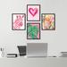 SIGNLEADER Modern Love & Wildlife Striped Zebra & Heart Framed On Paper 4 Pieces Print Paper in Brown/Green/Pink | 10 H x 8 W x 1 D in | Wayfair