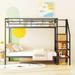 17 Stories Full Over Full Metal Bunk Bed w/ Lateral Storage Ladder & Wardrobe Metal in Black/Gray | 67 H x 92.7 W x 55.6 D in | Wayfair