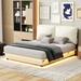 Latitude Run® Upholstered Platform Bed w/ Sensor Light & Ergonomic Design Backrests Metal in White | 41.6 H x 84.8 W x 68 D in | Wayfair