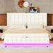 Latitude Run® Upholstered Bed w/ Hydraulic Storage System & LED Light Metal in White | 42.9 H x 84.3 W x 63 D in | Wayfair