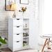 Latitude Run® Wood Floor Storage Organizer Cabinet w/ 4 Drawers & 1 Door Cabinet Wood in Brown/White | 33.08 H x 21.88 W x 12.08 D in | Wayfair