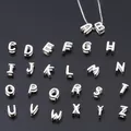 925 Sterling Silver Letter Beads Silver Charms A-Z DIY At Beads Initial Alphabet Letter Beads Fit