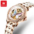OLEVS-Ensemble de montre mécanique automatique pour femme modules en diamant élégants bracelet en