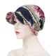 Turban musulman floral avec bord pour femme coton chapeau arabe indien casquettes sous-écharpe