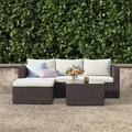 Kelly Clarkson Home Corinne 3 Piece Rattan Sectional Seating Group w/ Cushions Synthetic Wicker/All - Weather Wicker/Wicker/Rattan in Brown | Outdoor Furniture | Wayfair