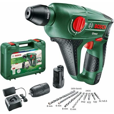 Bosch Akku-Bohrhammer Uneo, incl. 2x Akku PBA 2,5 Ah, Ladegerät, Zubehör, Koffer