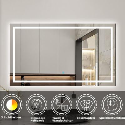 Acezanble - Badspiegel mit Beleuchtung 100x70cm - Kalt/Neutral/Warmweiß