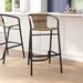 Bay Isle Home™ Commercial Indoor-Outdoor Rattan Restaurant Barstool w/ Steel Frame in Brown | 39.25 H x 22 W x 22 D in | Wayfair