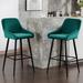 Mercer41 Breandrea Elegant Velvet Barstools w/ Back - 2-pcs for Modern Kitchen & Living Room Upholstered/Metal in Black/Green | Wayfair