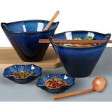 Ivy Bronx Porcelain Ramen Bowls Set Of 2(8 Pcs), 28 Ounce Japanese Ramen Udon Noodle Miso Bowl w/ Chopsticks & Spoons & Dipping Dishes | Wayfair