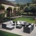 Latitude Run® Ludovina 8 - Person Outdoor Seating Group w/ Cushions, Wicker in Gray/Black | 25 H x 75 W x 26 D in | Wayfair