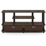 17 Stories Furinno JAYA Large Stand For Up To 50-Inch TV, Columbia Walnut/Black/Dark Brown Tv Stand Living Room Furniture | Wayfair