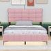 Mercer41 Zinedine Scalloped Bed Upholstered/Velvet, Metal in Pink/White | 47 H x 60.4 W x 81.7 D in | Wayfair 897245E2A5824039B97C9EC457867573
