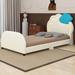 Zoomie Kids Altaira Twin Size Platform Bed w/ Cloud-Shaped Headboard Upholstered/Velvet in Brown | 38.7 H x 41 W x 80.5 D in | Wayfair