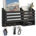 Gracie Oaks Vesela Solid Wood Wall Organizer Wood/Solid Wood in Black | 8 H x 15.9 W x 2.7 D in | Wayfair 07EB83283F5444E79107F0C036359ABA