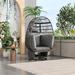 Bungalow Rose Eleesha Swivel Wicker Outdoor Lounge Chair Wicker/Rattan in Gray | 58.7 H x 31.5 W x 38.6 D in | Wayfair