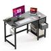 17 Stories Modern Simple Style Home Office Writing Desk w/ 2-Tier Drawers Storage Metal in Gray/Black | 29 H x 55 W x 23 D in | Wayfair