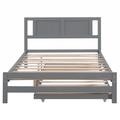 Red Barrel Studio® Full Size Platform Bed w/ Adjustable Trundle Wood in Gray | 39.4 H x 97.6 W x 78 D in | Wayfair 97BFA2E95E0B4743A5C073A1F86DDFA2