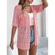 Tunic Shirts Women's White Pink Khaki Plain Crochet Street Daily Fashion Regular Fit S