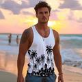 Graphic Coconut Tree Fashion Hawaiian Casual Men's Tank Top Vest Top Undershirt Street Daily Beach T shirt White Blue Short Sleeve Crew Neck Shirt Spring Summer Clothing Apparel S M L XL XXL 3XL