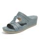 Femme Sandales Chaussures romaines Extérieur Vacances Plage Semelle compensée Bout ouvert Bohême Vacances Mode Polyuréthane Mocassins Noir Blanche Bleu