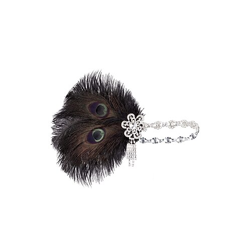 Kopfbedeckung Stirnbänder Flapper Stirnband Kopfbedeckung Retro Vintage Brüllen 20s 1920s Feder Für Der große Gatsby Flapper-Mädchen Cosplay Halloween Karneval Damen Modeschmuck Modeschmuck