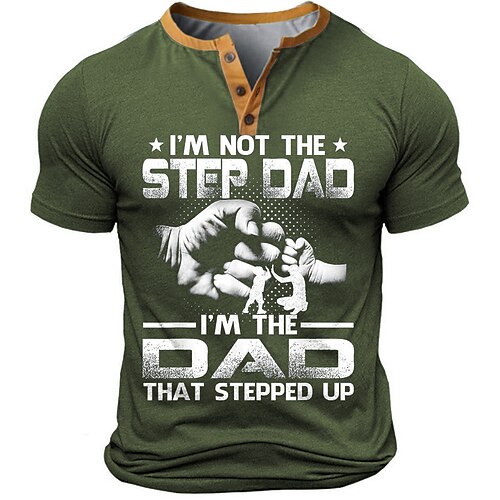 Männer Grafik T-Shirt 'Ich bin der Dad der sich gekümmert hat' Kurzarm Henley Vatertags Familienbeziehungsgeschenk Image