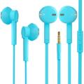 2 Pack Headphones Earphones with Microphone 3.5mm Connection in-line Control for Volume Hi-Res Audio Sound Comfort Fit Lightweight Ear Phones with Mic Blue