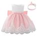 Fesfesfes 2 Piece Dress Set Toddler Girls Mesh Dress Bowknot Birthday Party Dress Gown Long Dresses Headband Suit Saving Clearance