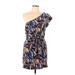 Forever 21 Casual Dress - Mini Open Neckline Short sleeves: Blue Dresses - Women's Size Large